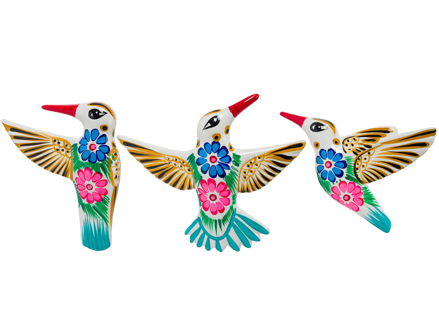 Set Of 3 Hummingbirds Wall Art White