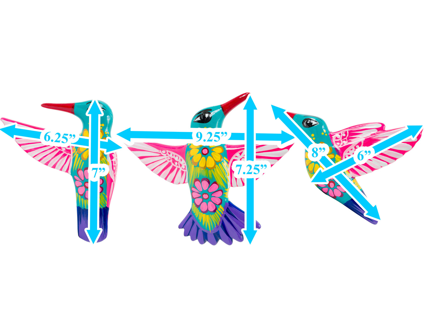 Set Of 3 Hummingbirds Wall Art Turquoise