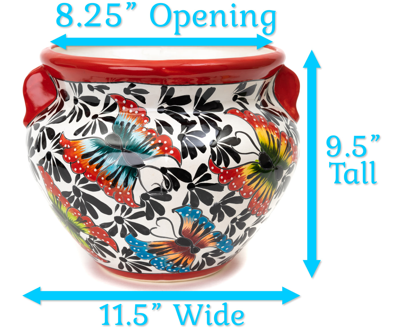 Michoacana Planter - Medium - Butterfly Red Trim