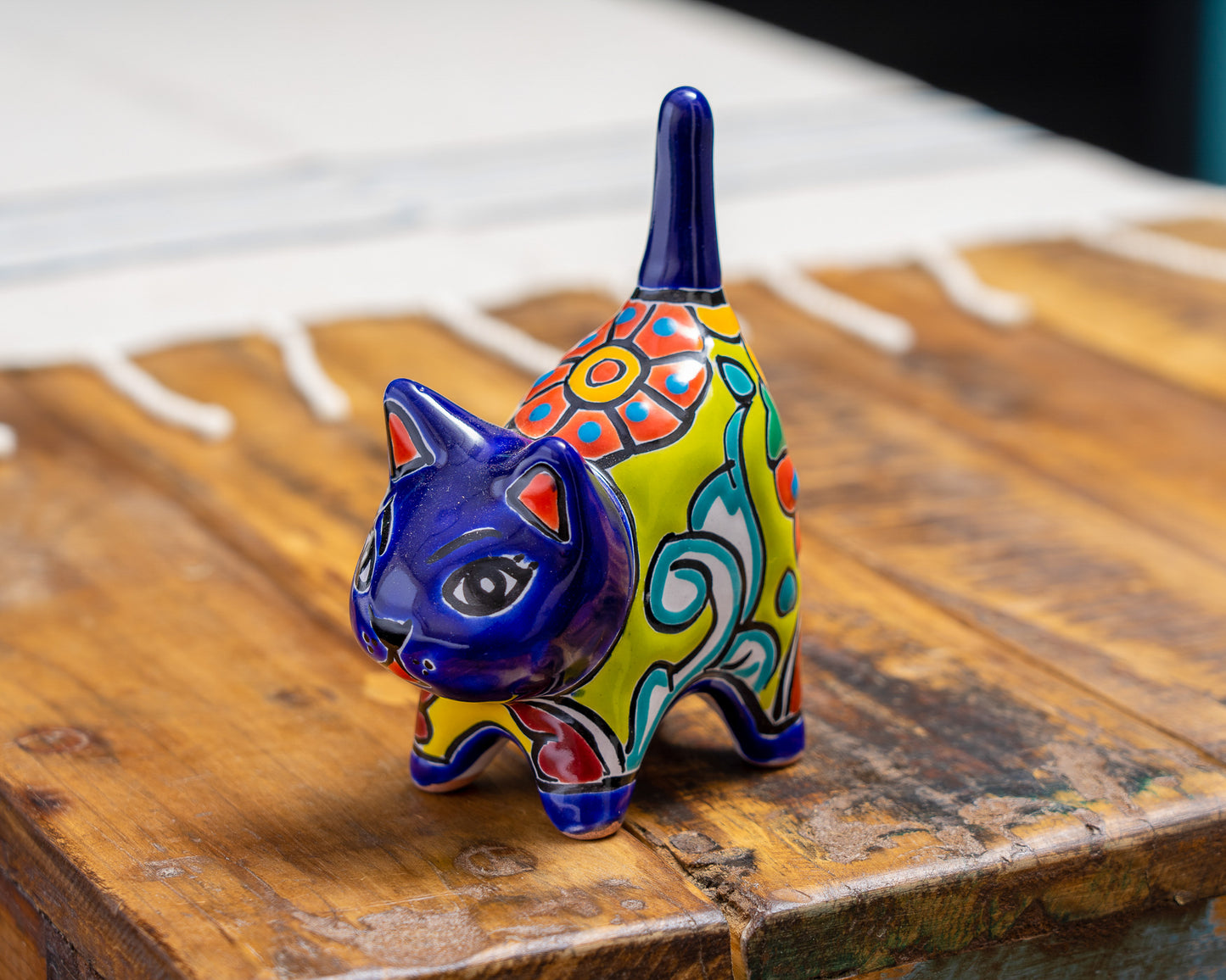 Cat Mini Figurine Ring Holder - Cobalt