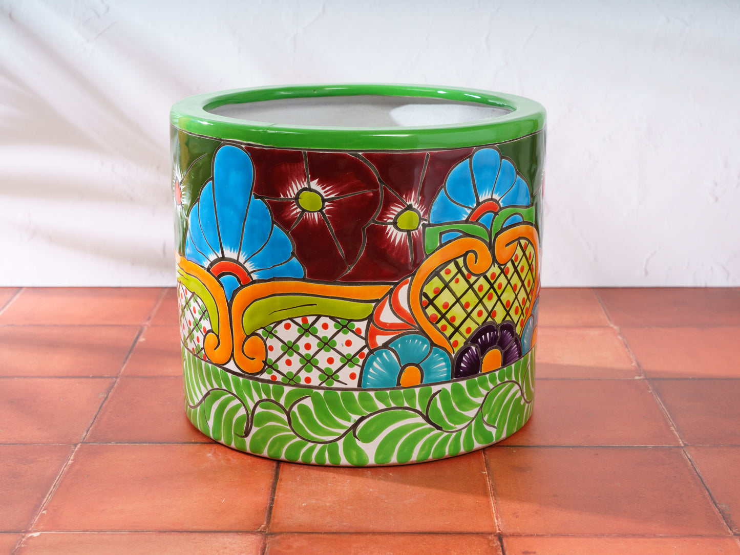 Cylinder Planter - Medium - Green Trim - (1PC)