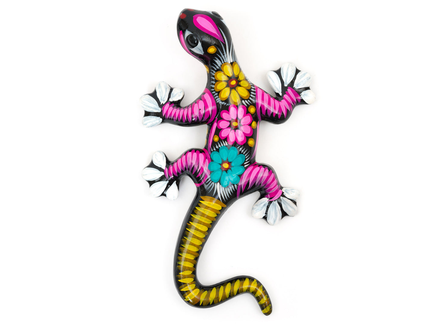 Set Of 3 Medium Climbing Geckos Wall Art Set Black