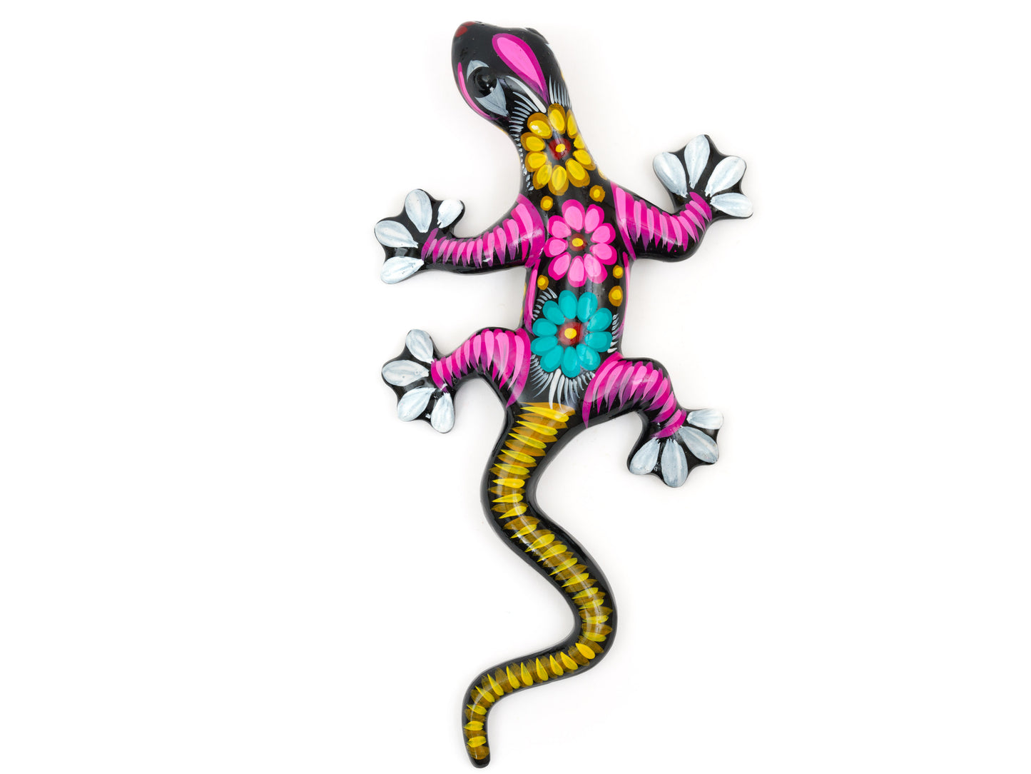 Set Of 3 Medium Climbing Geckos Wall Art Set Black