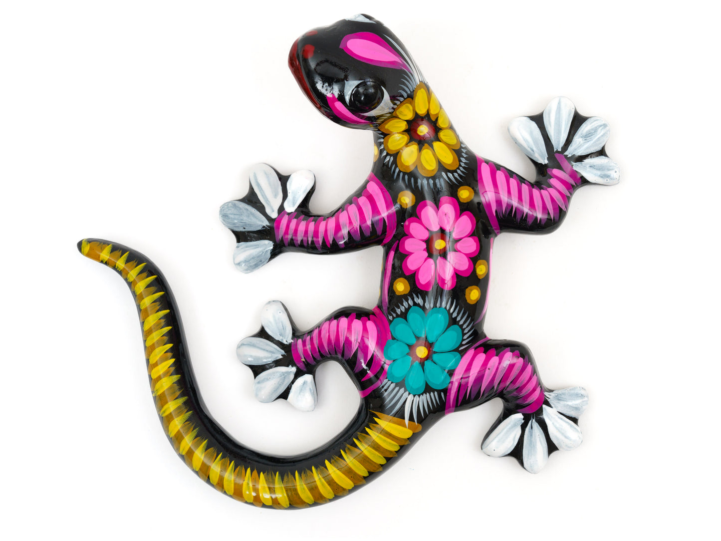 Set Of 3 Medium Climbing Geckos Wall Art Set Black