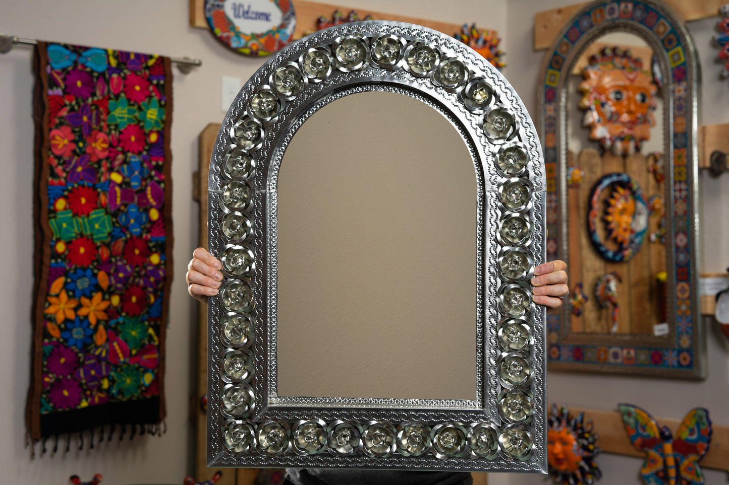 Tin Roses Arch Mirror