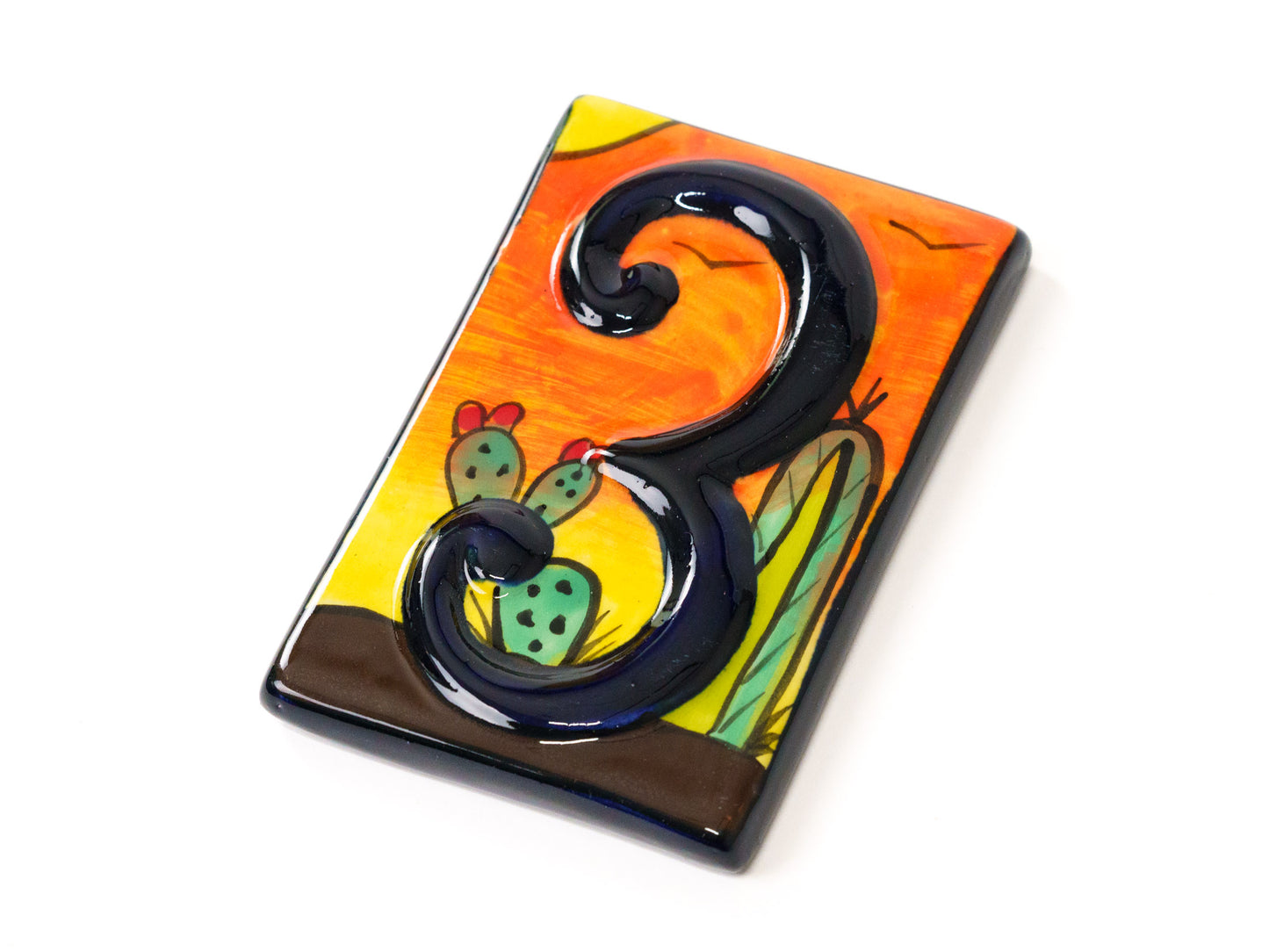 Talavera Address Number Tiles - Desert Cactus Raised Numbers