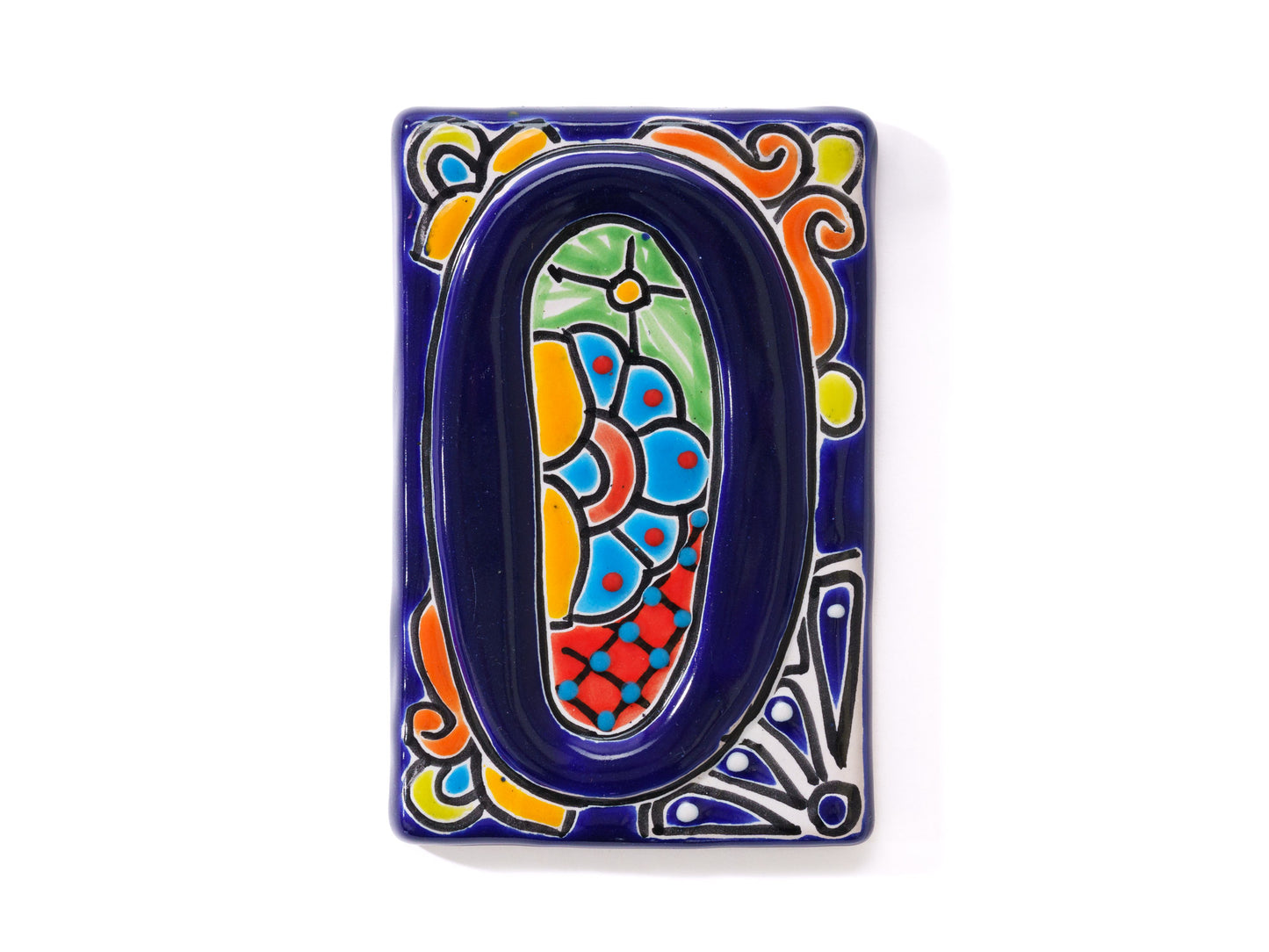 Talavera Address Number Tiles - Cobalt Raised Numbers
