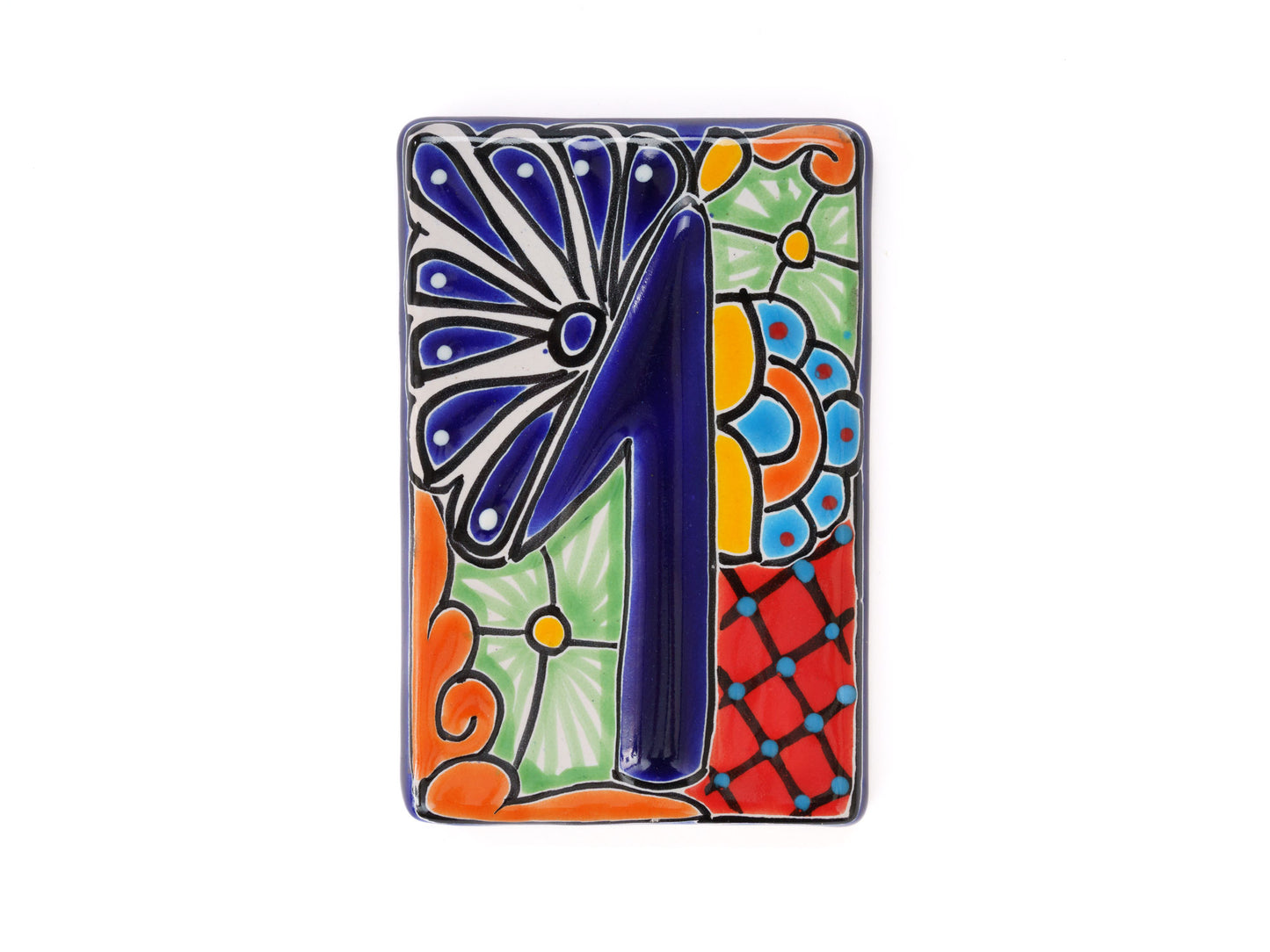 Talavera Address Number Tiles - Cobalt Raised Numbers
