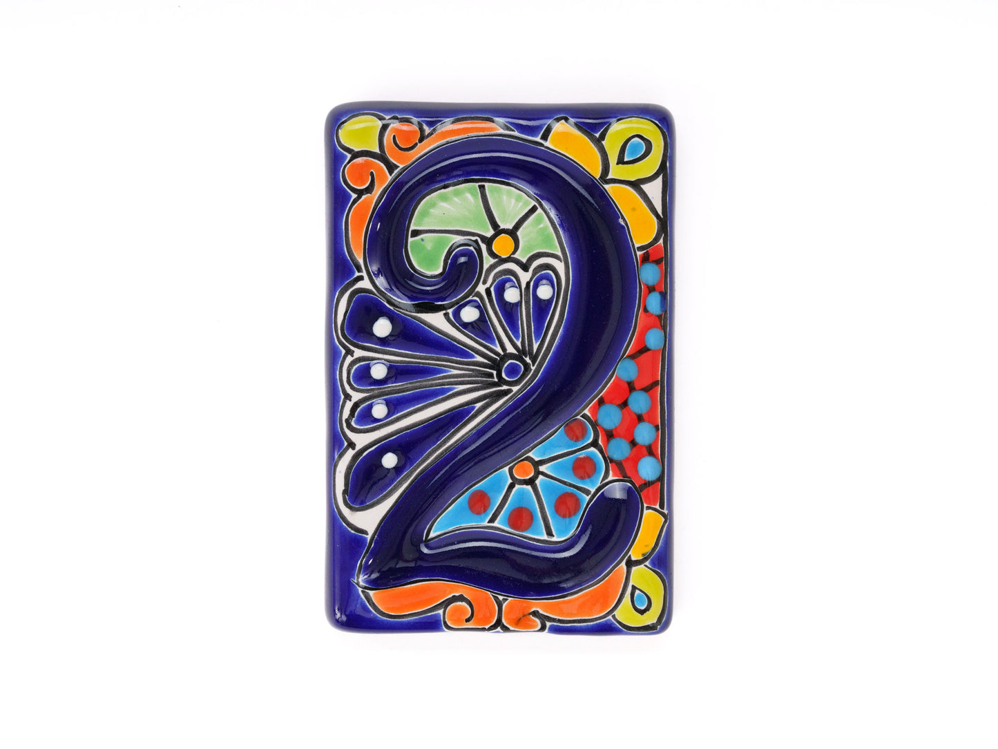 Talavera Address Number Tiles - Cobalt Raised Numbers
