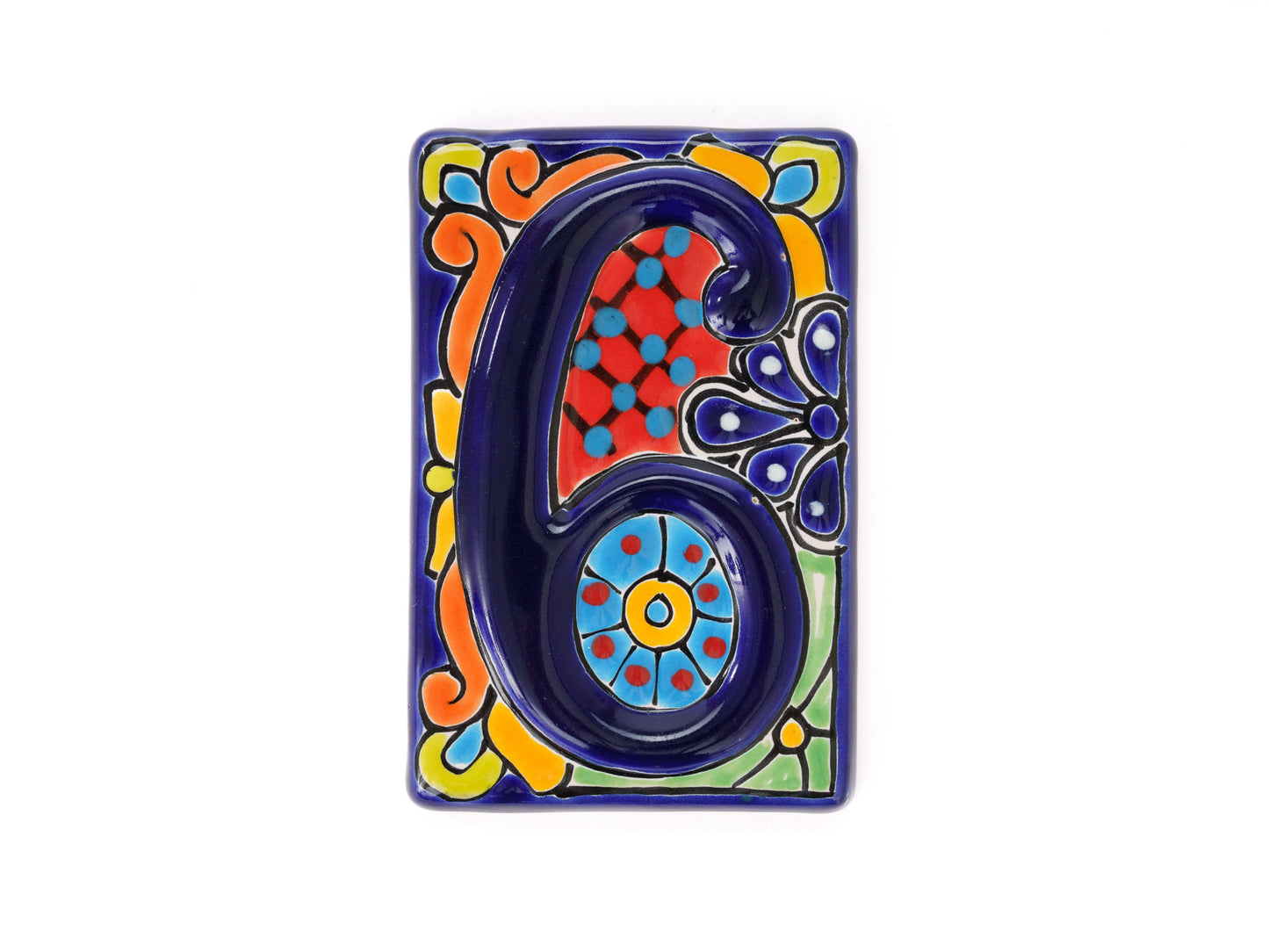 Talavera Address Number Tiles - Cobalt Raised Numbers