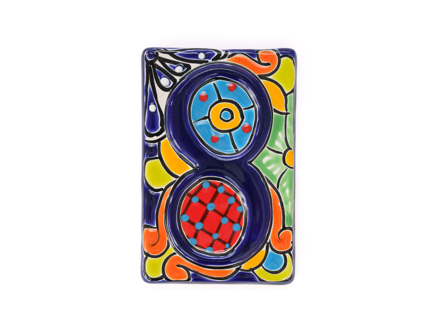 Talavera Address Number Tiles - Cobalt Raised Numbers