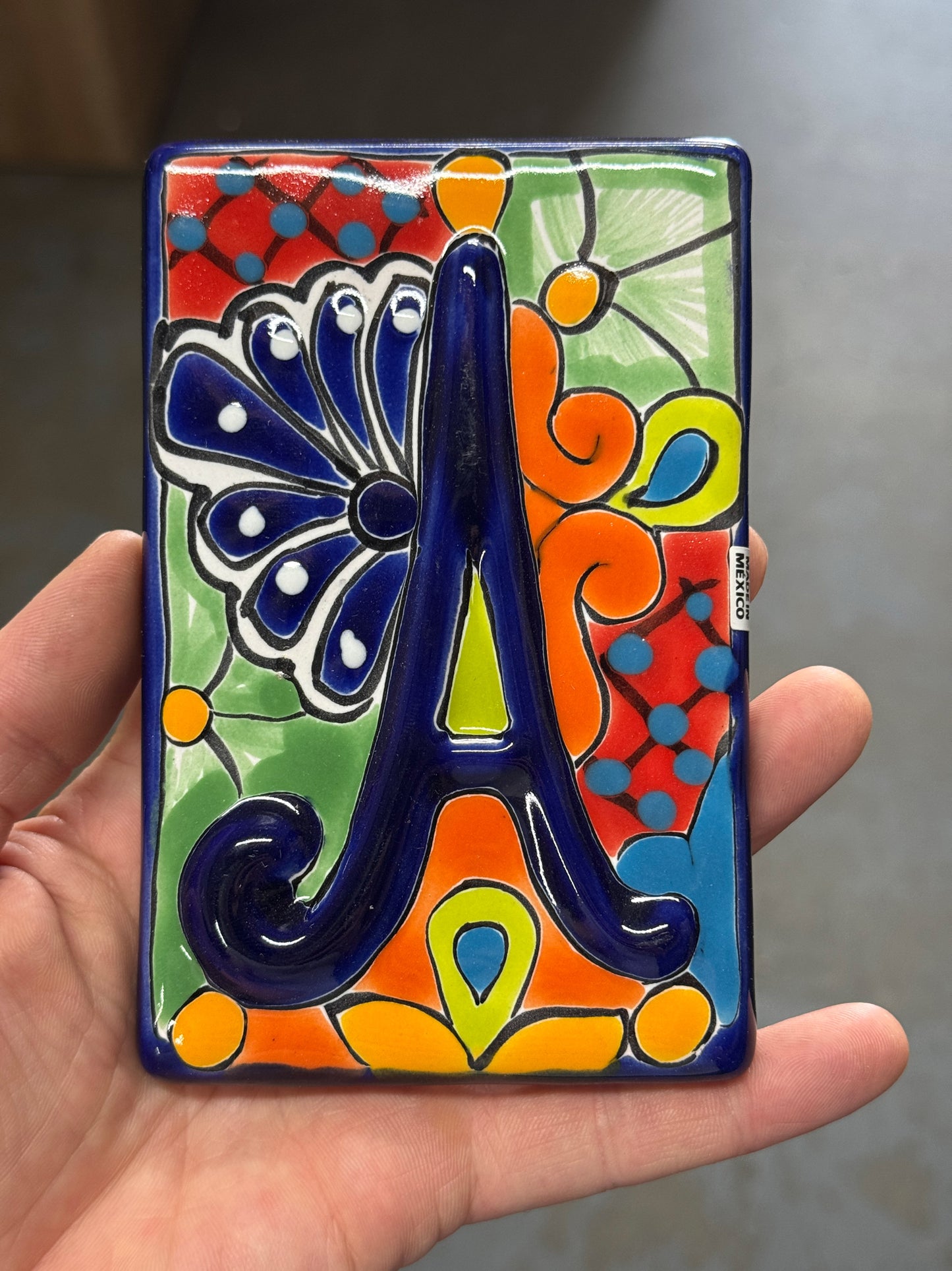 Talavera Address Number Tiles - Cobalt Raised Numbers