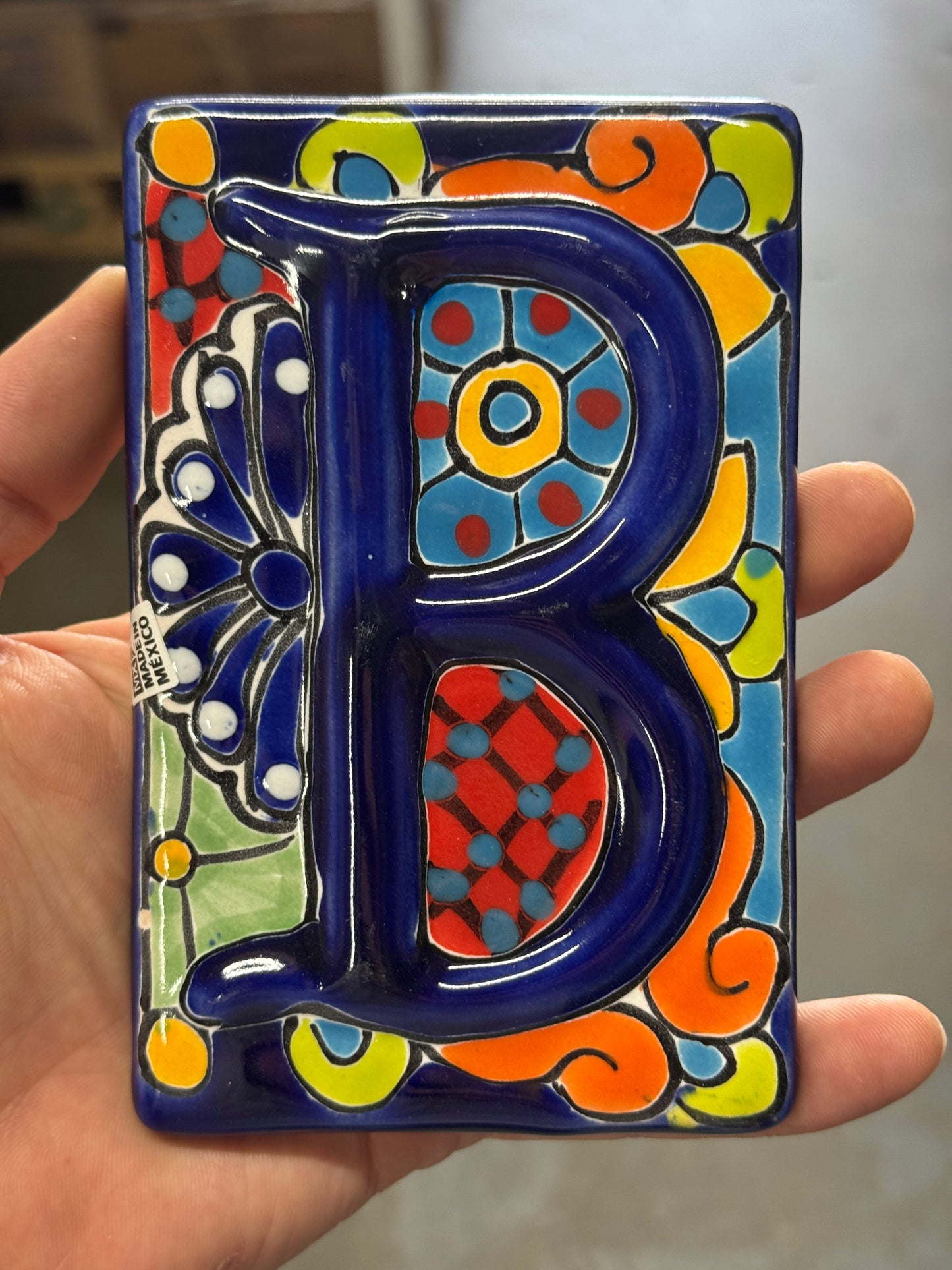 Talavera Address Number Tiles - Cobalt Raised Numbers