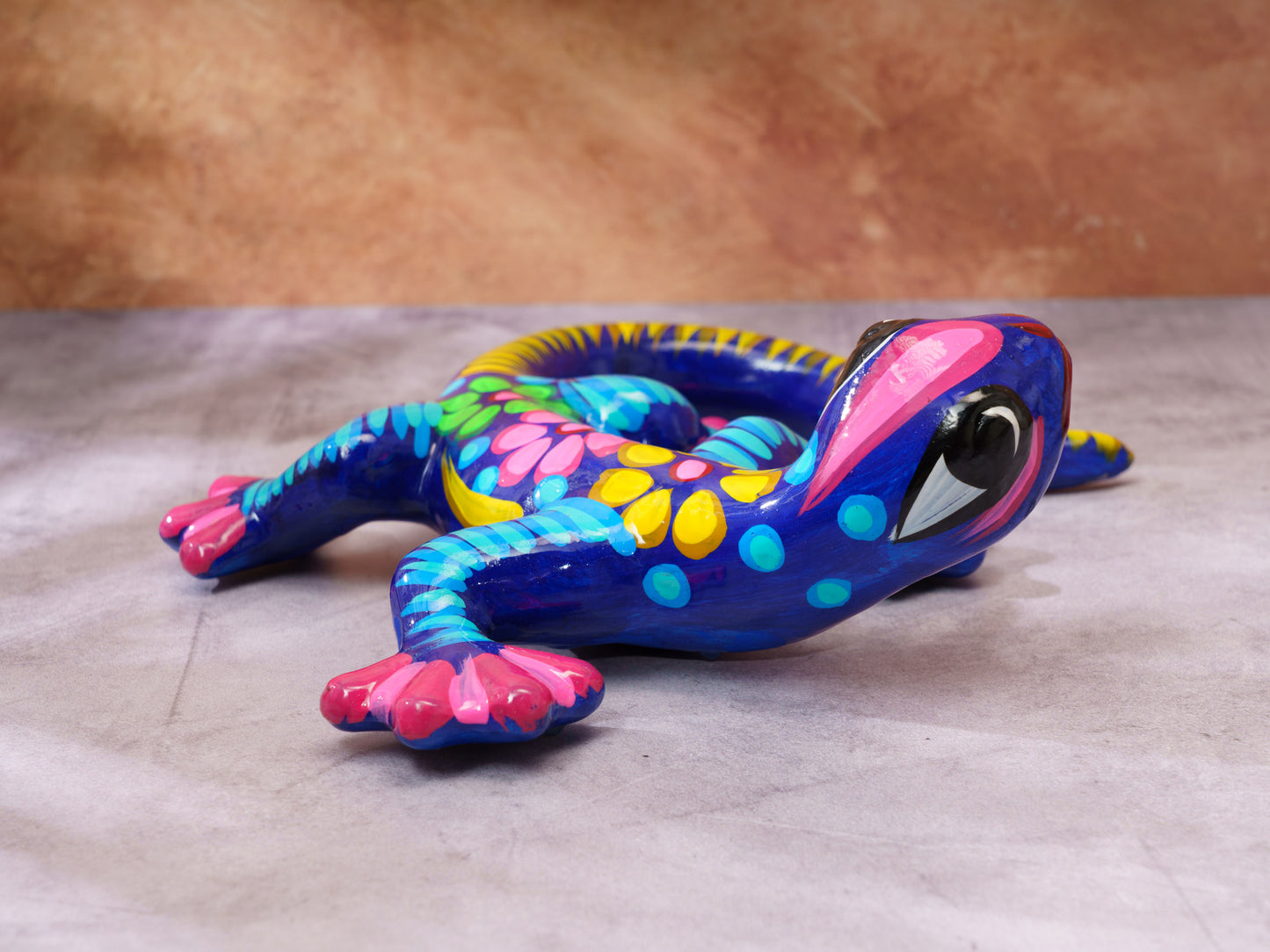 Medium Floral Gecko Wall Art Cobalt