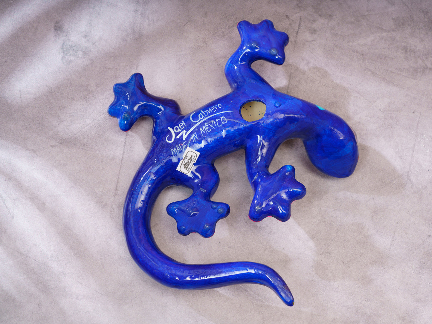 Medium Floral Gecko Wall Art Cobalt