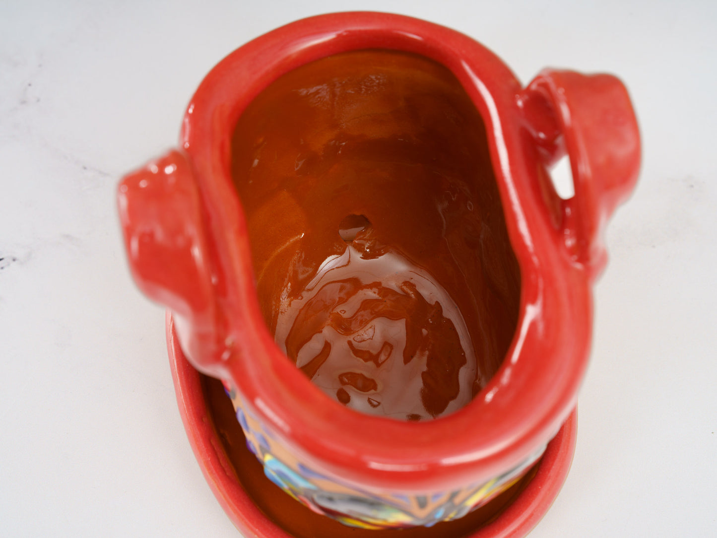Handbag Planter - Mini - Terracotta Butterfly - Red Trim