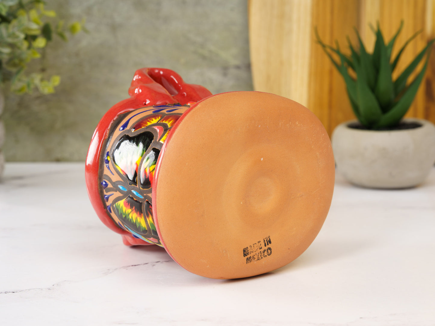 Handbag Planter - Mini - Terracotta Butterfly - Red Trim