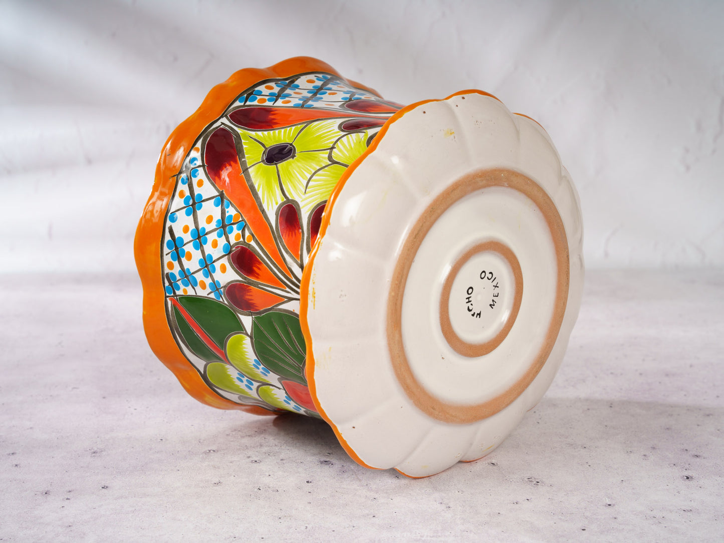 Medium "Olan" Planter With Saucer - Orange