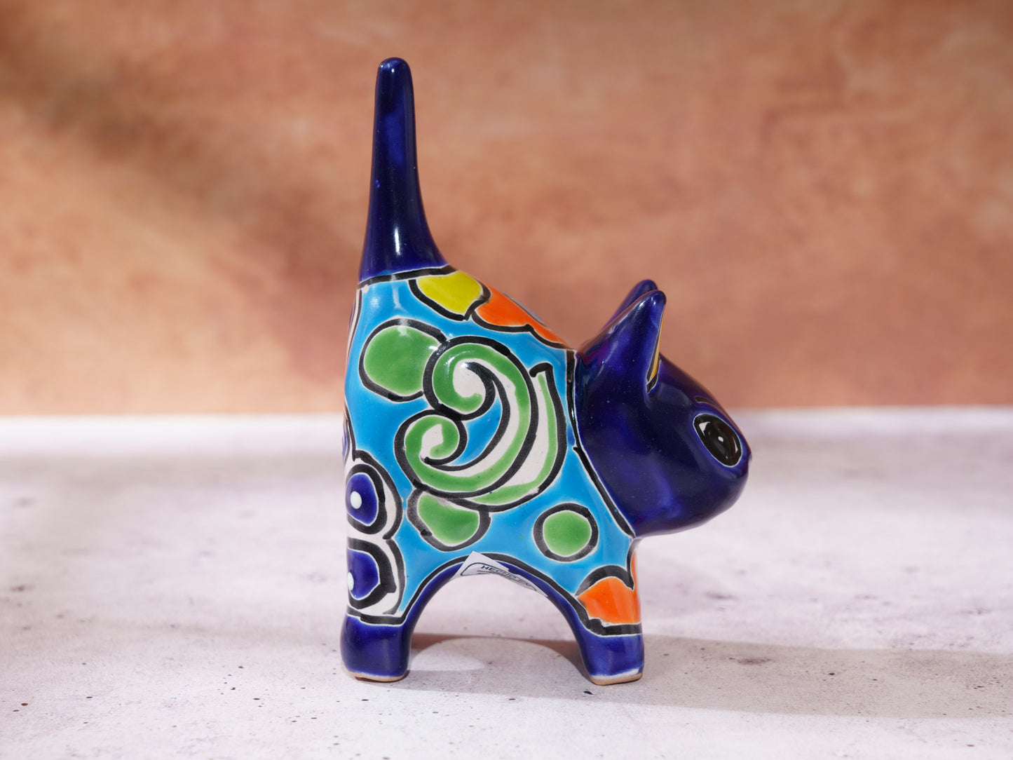Cat Mini Figurine Ring Holder - Cobalt