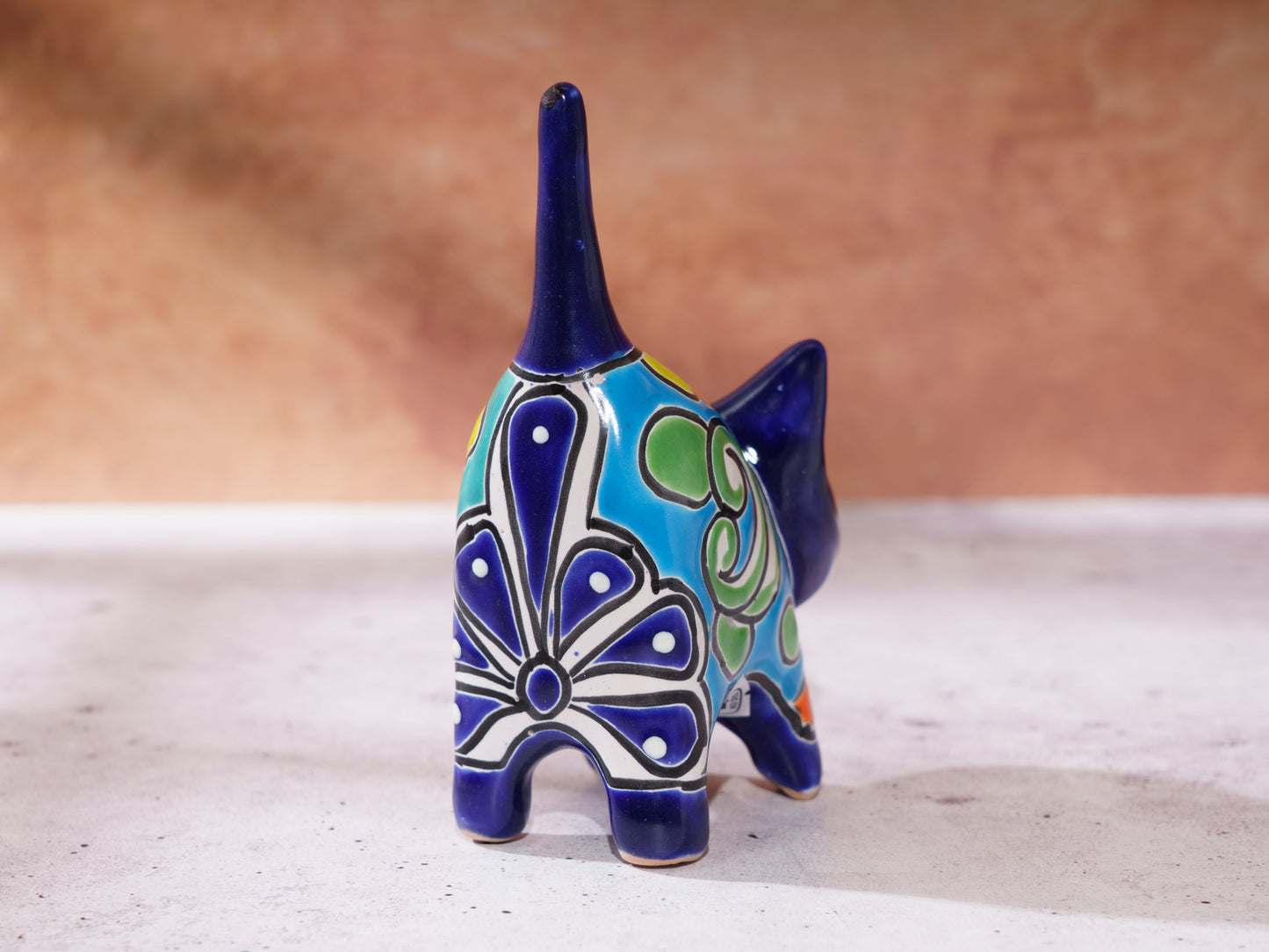 Cat Mini Figurine Ring Holder - Cobalt