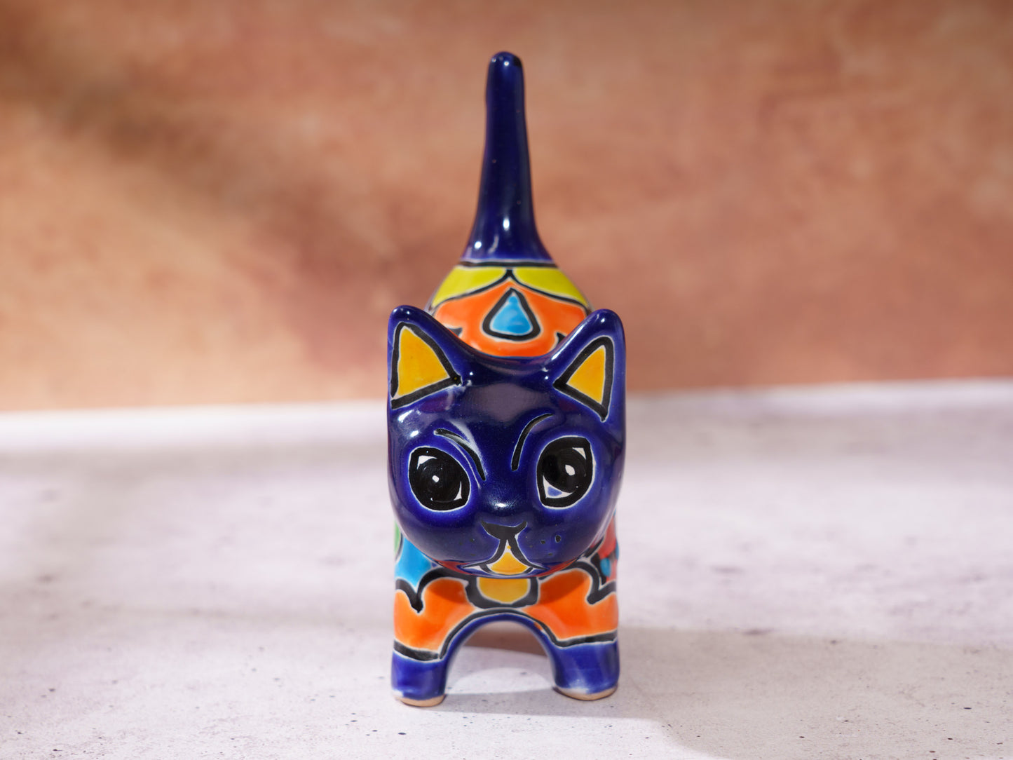 Cat Mini Figurine Ring Holder - Cobalt