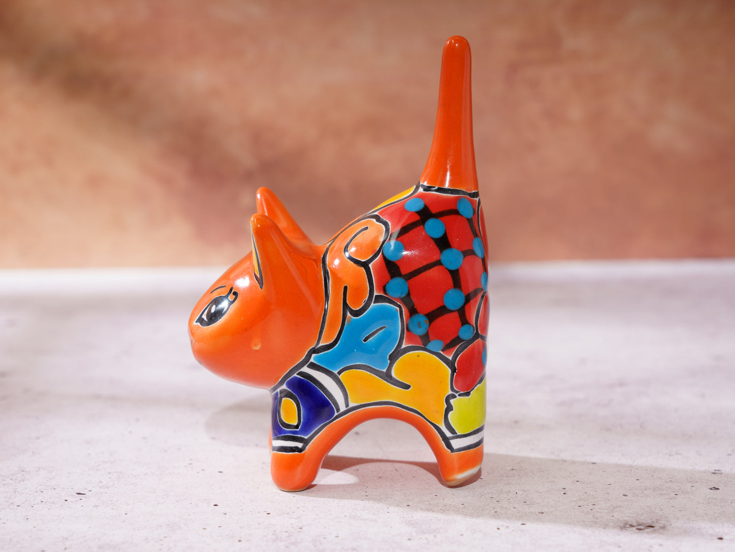 Cat Mini Figurine Ring Holder - Orange