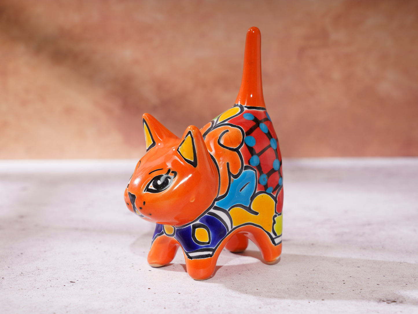 Cat Mini Figurine Ring Holder - Orange