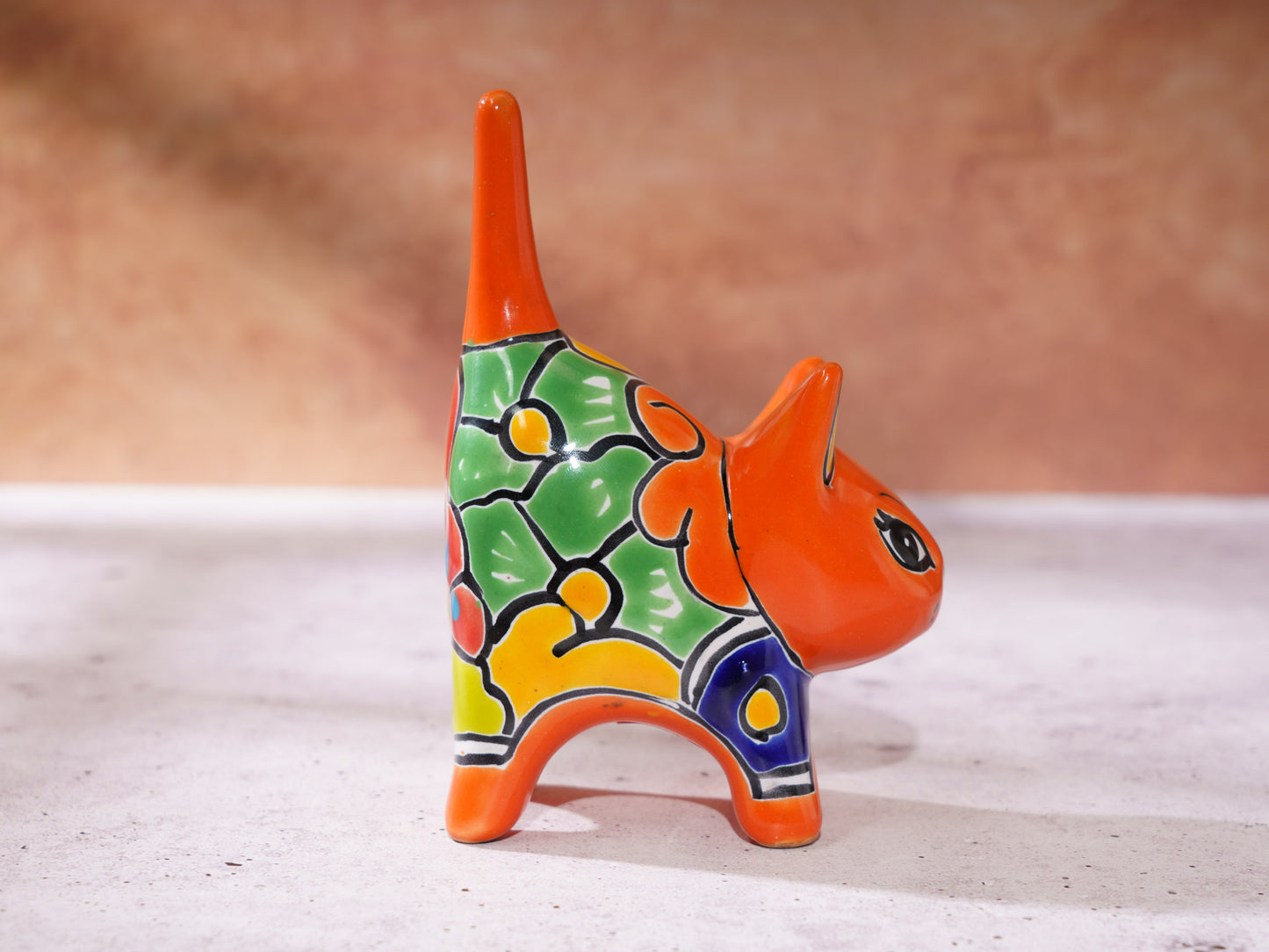 Cat Mini Figurine Ring Holder - Orange