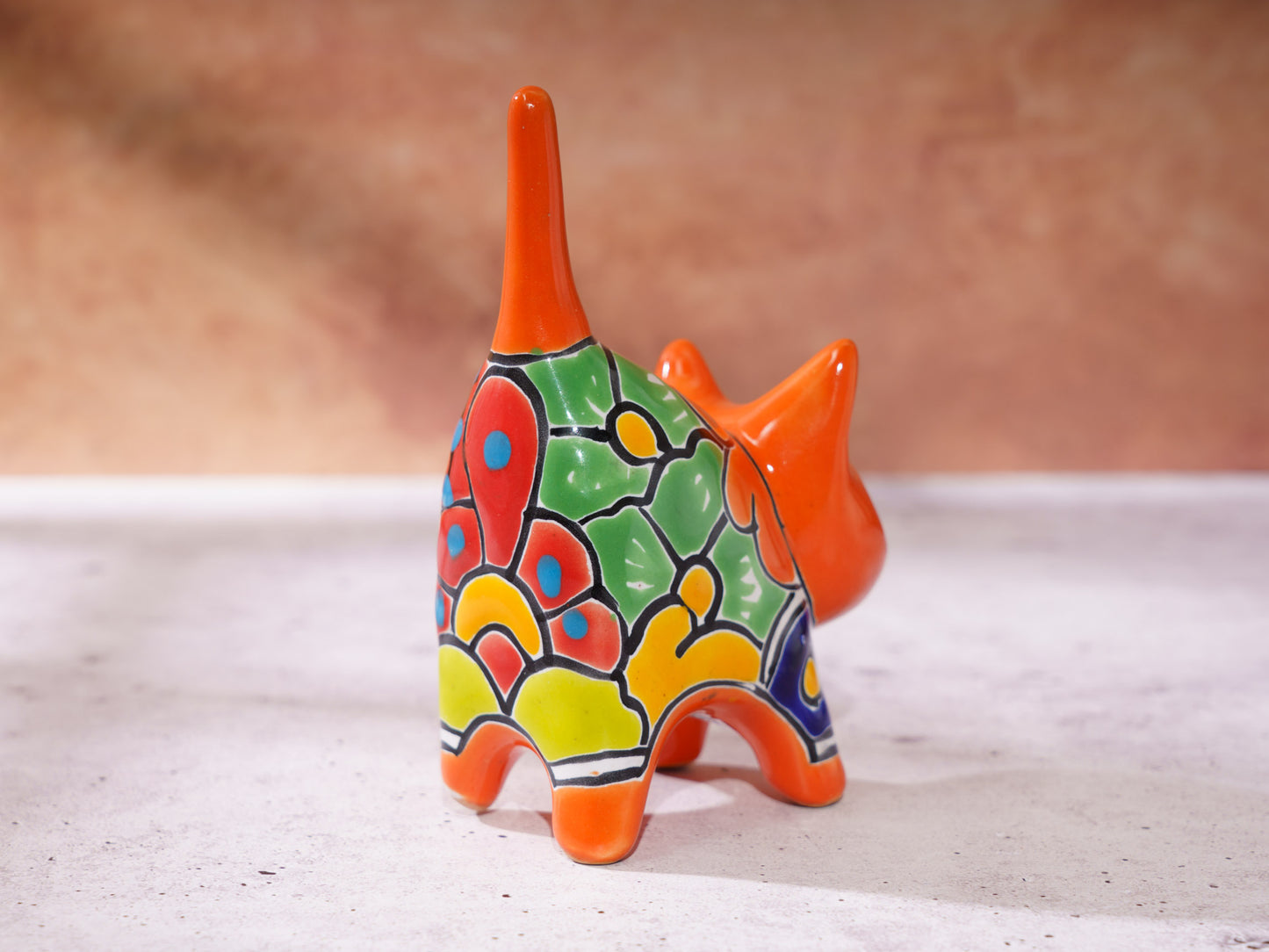 Cat Mini Figurine Ring Holder - Orange