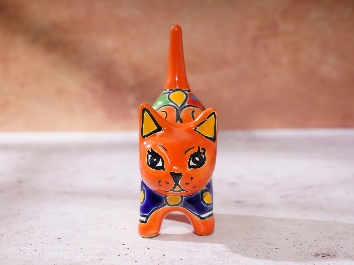 Cat Mini Figurine Ring Holder - Orange