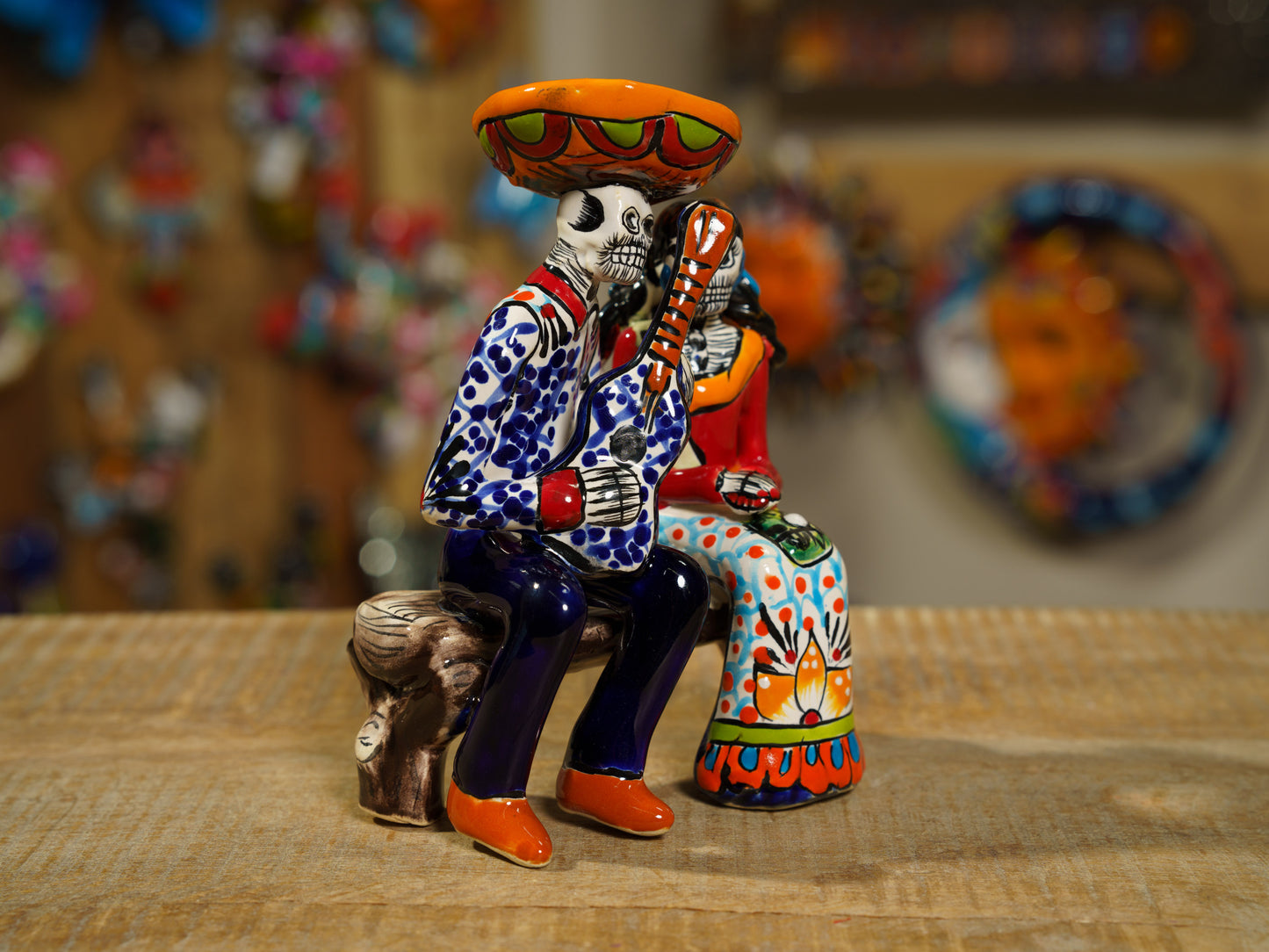 Premium Quality Serenade Catrina Couple & Bench Dia De Los Muertos Mini