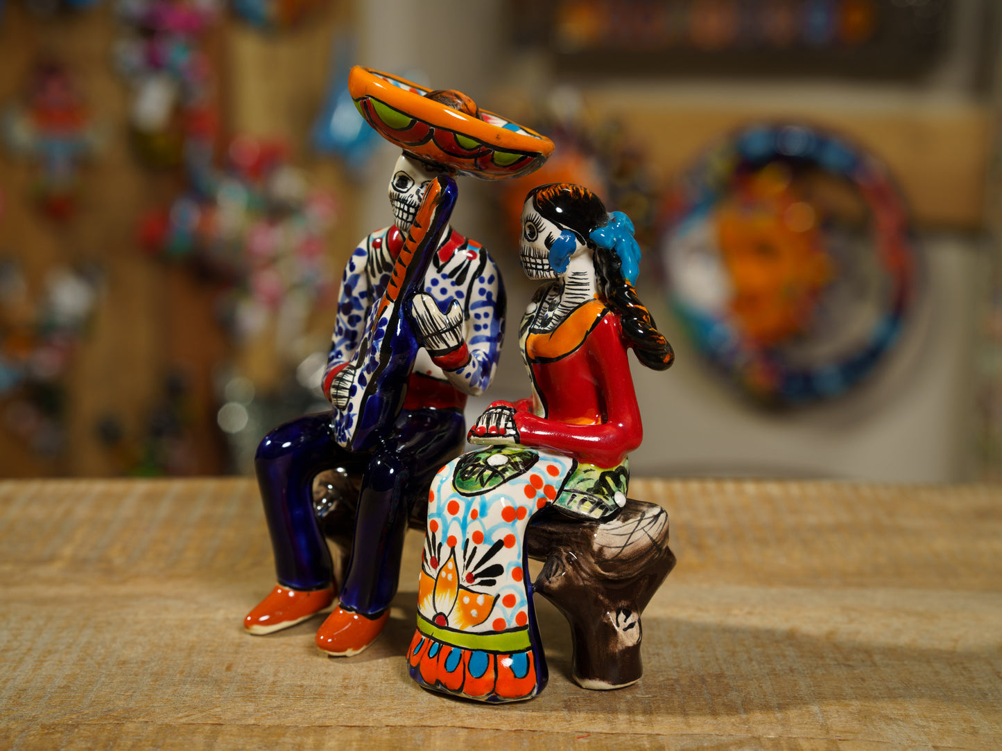 Premium Quality Serenade Catrina Couple & Bench Dia De Los Muertos Mini