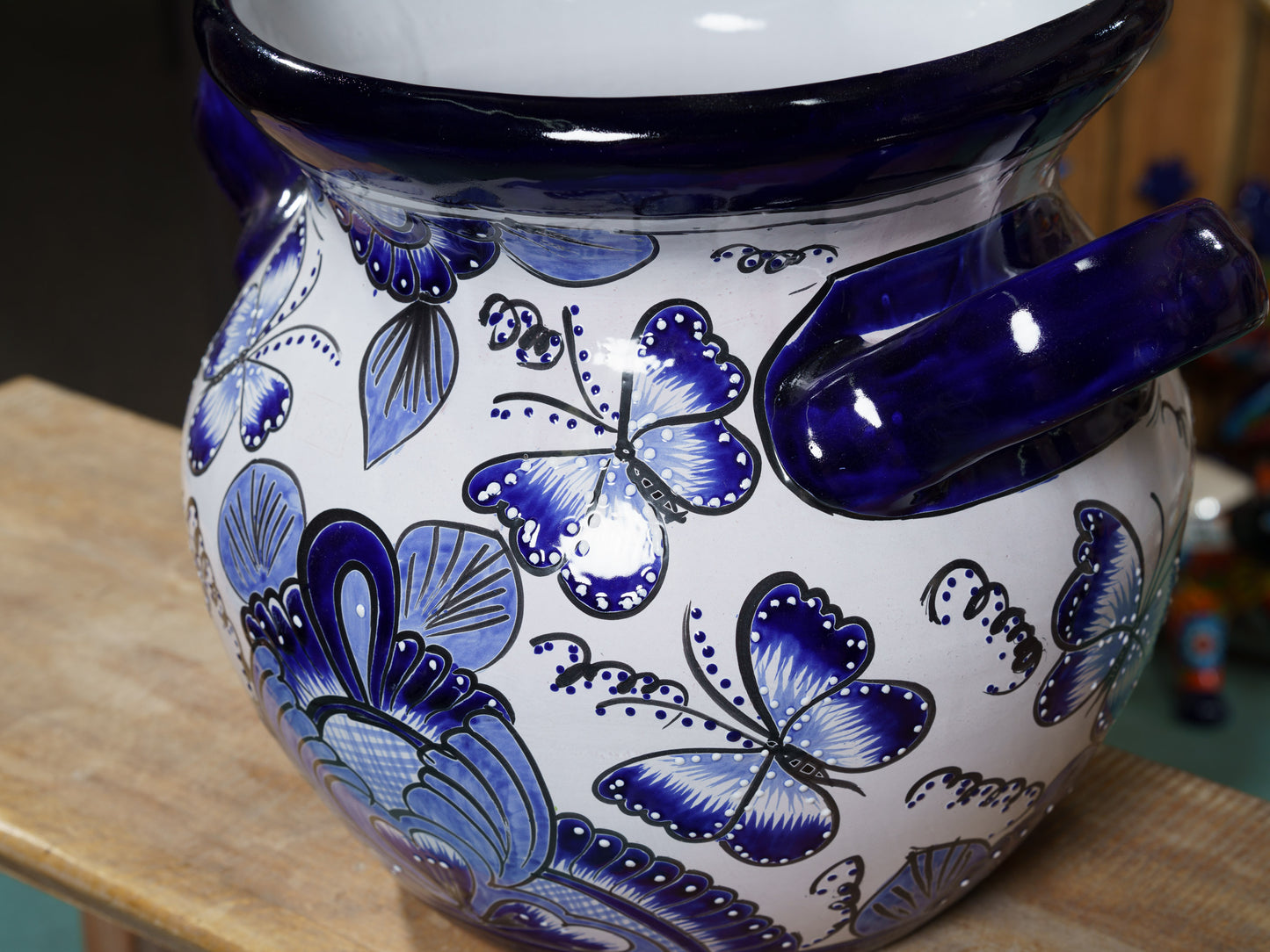 Butterflies Large Planter Cobalt White