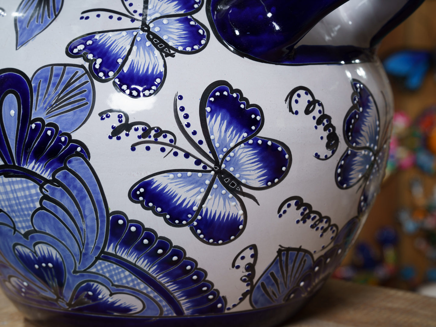 Butterflies Large Planter Cobalt White