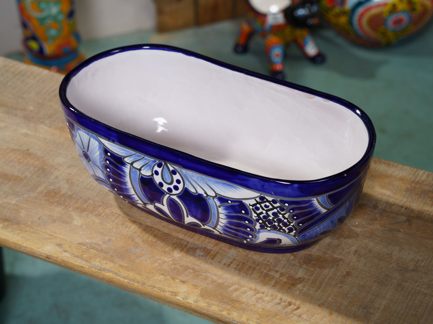Oval Planter - Large - Cobalt White