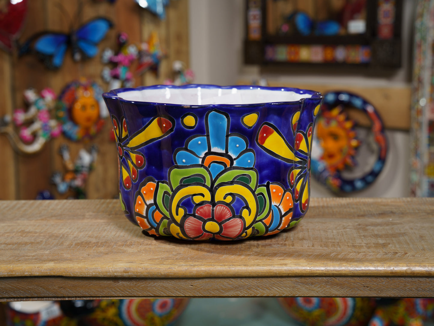 Scalloped Large Planter Cobalt Multi