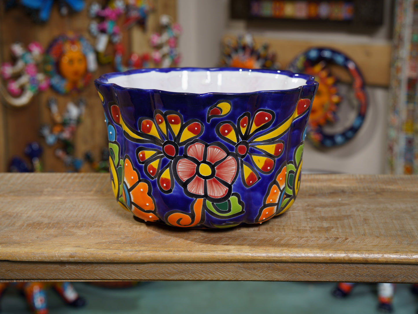 Scalloped Large Planter Cobalt Multi