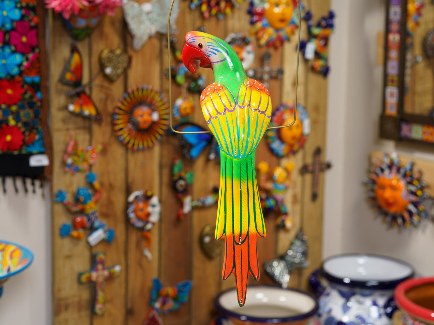 Hanging Parrot Bird With Perch - Large