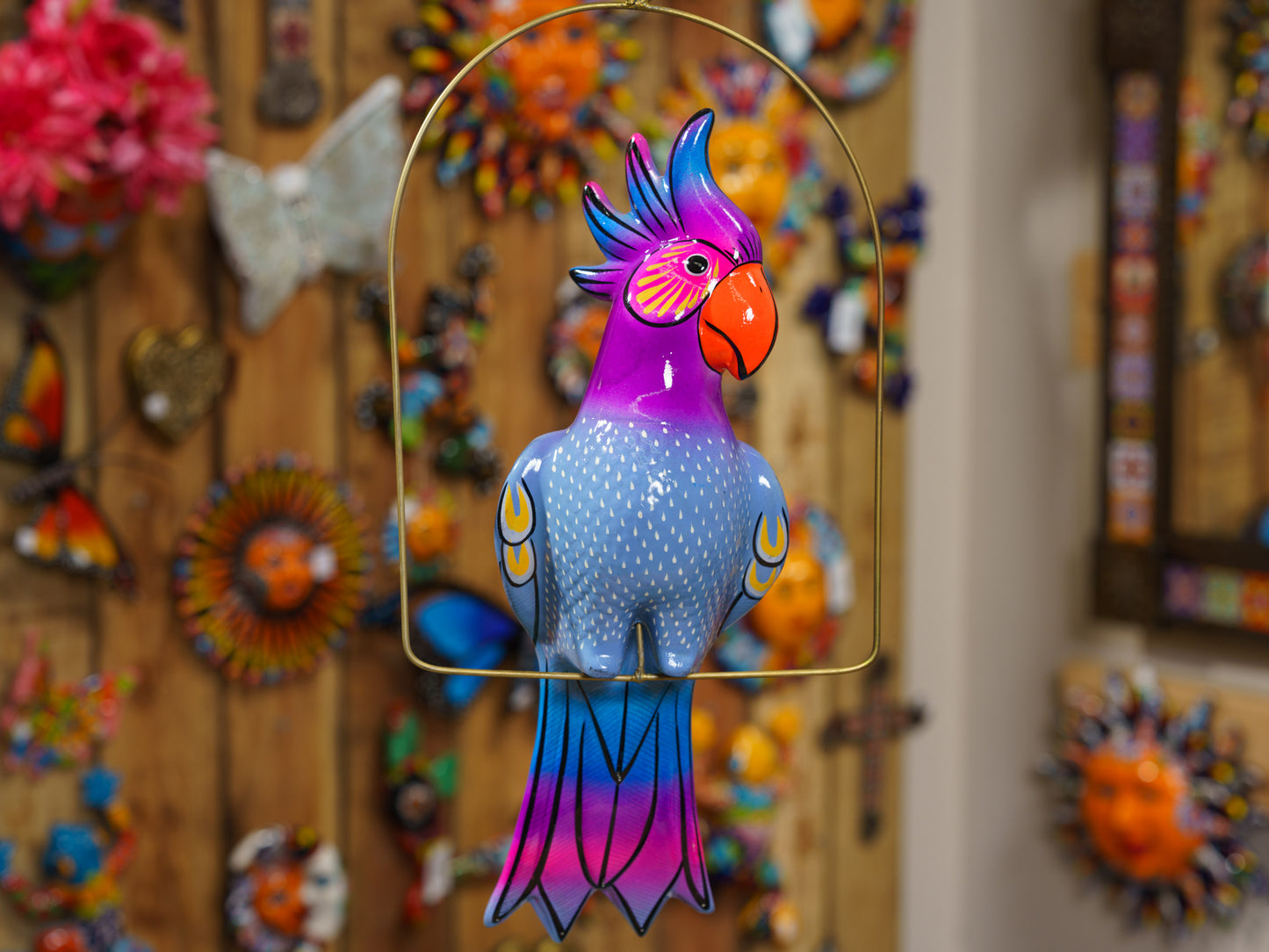 Hanging Cockatoo Bird With Perch - Large