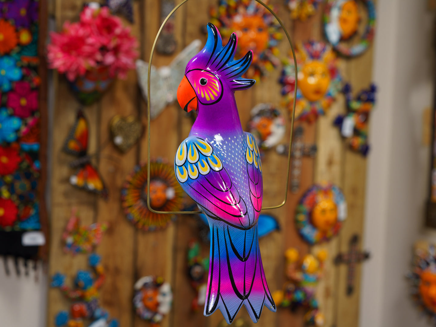 Hanging Cockatoo Bird With Perch - Large