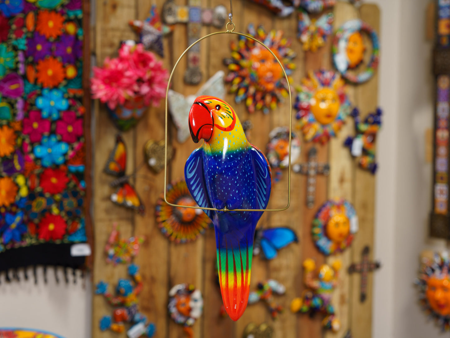 Hanging Parrot Bird With Perch - Large