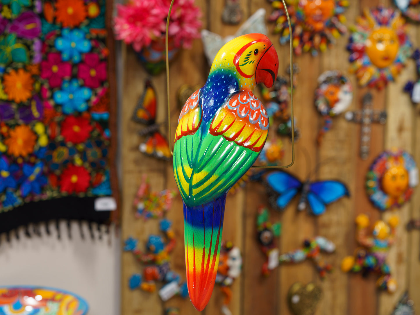 Hanging Parrot Bird With Perch - Large