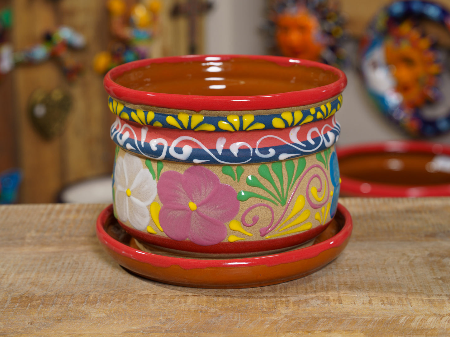 Terracotta Circular Planter With Attached Saucer