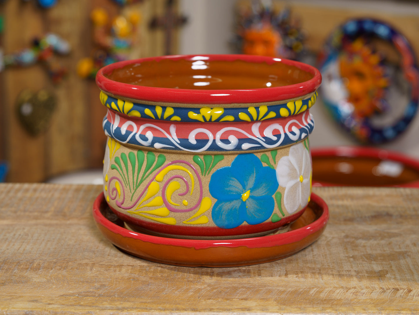 Terracotta Circular Planter With Attached Saucer