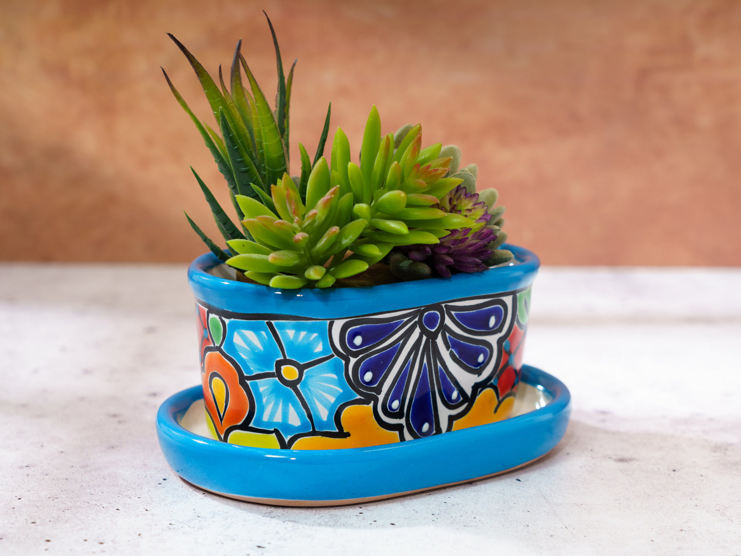 Oval Mini Planter (2PC) - Turquoise