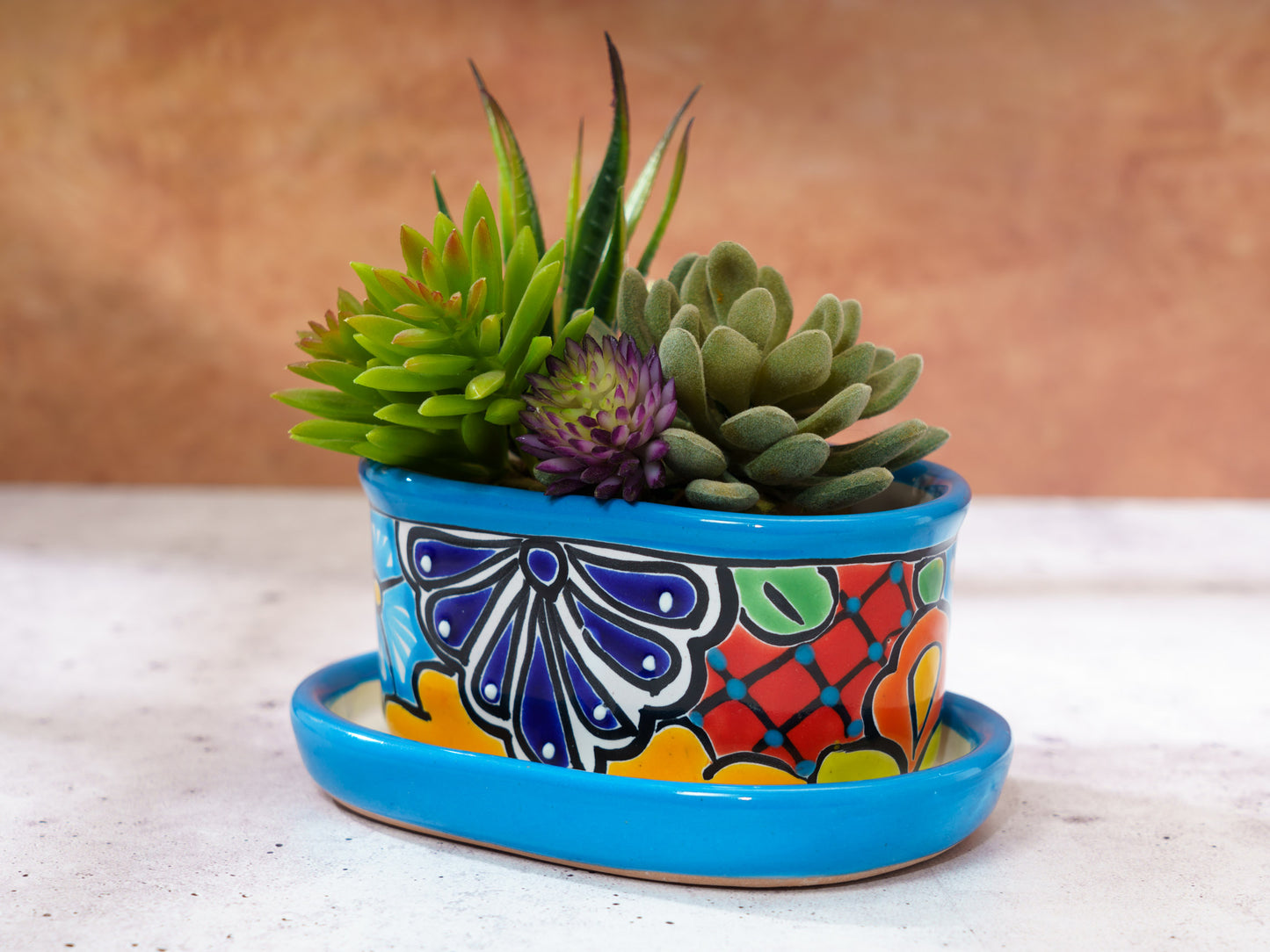 Oval Mini Planter (2PC) - Turquoise