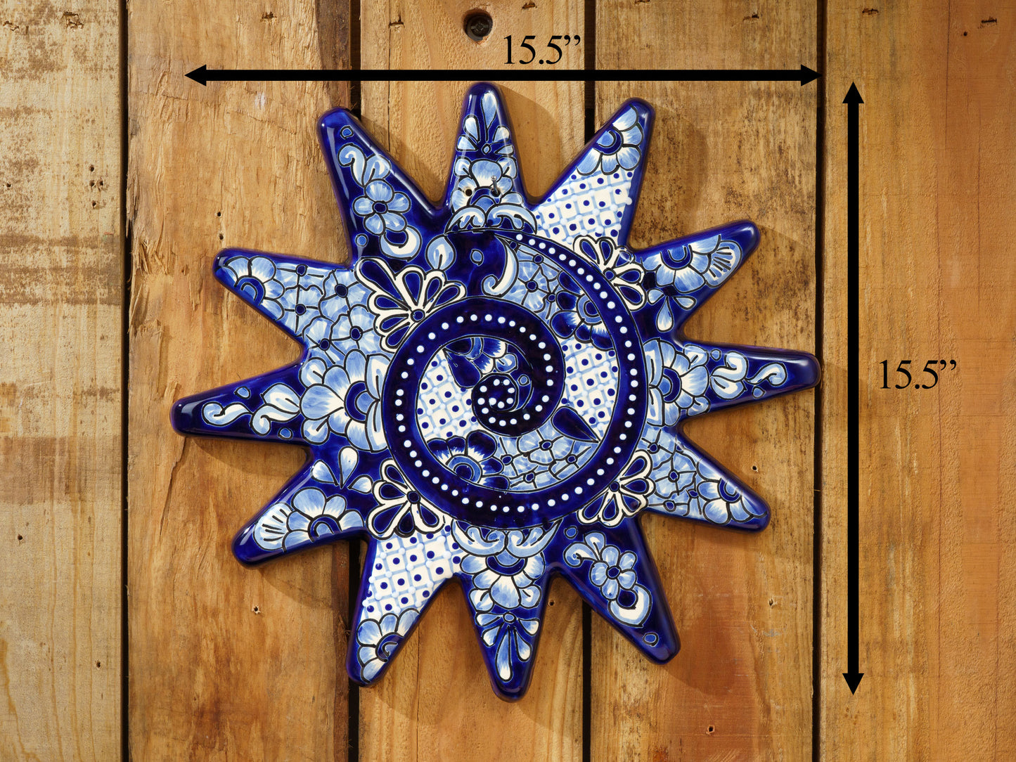 Spiral Sun Wall Art - Cobalt White