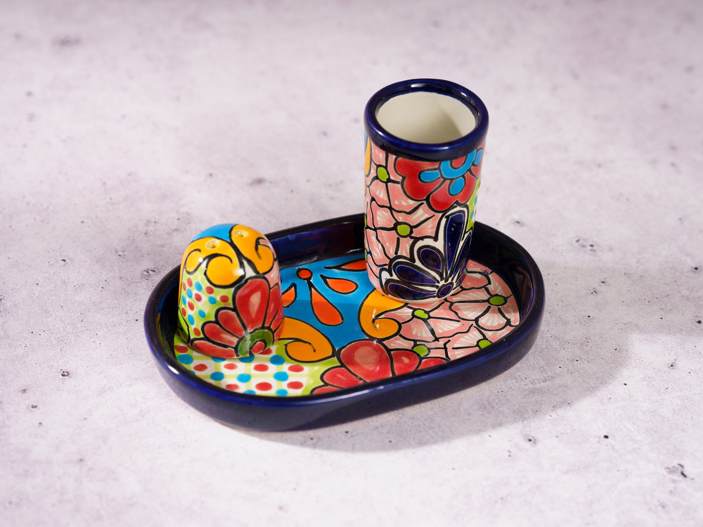 Tequila Set - 1 Glass 1 Salt Shaker and 1 Saucer All Matching