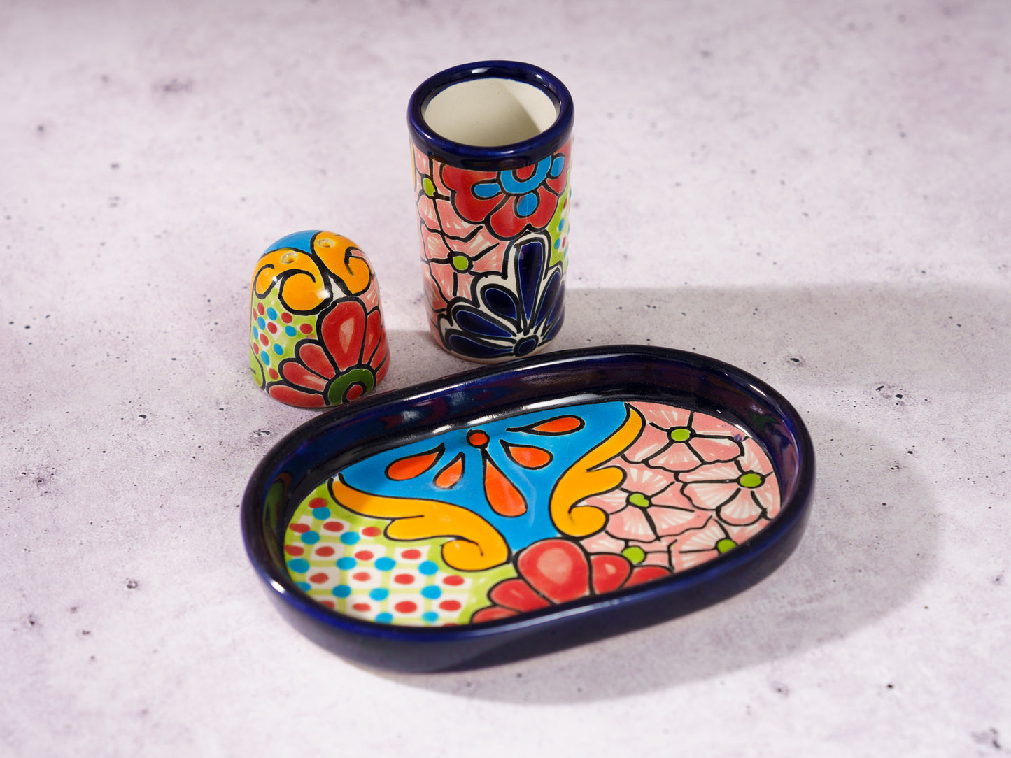 Tequila Set - 1 Glass 1 Salt Shaker and 1 Saucer All Matching