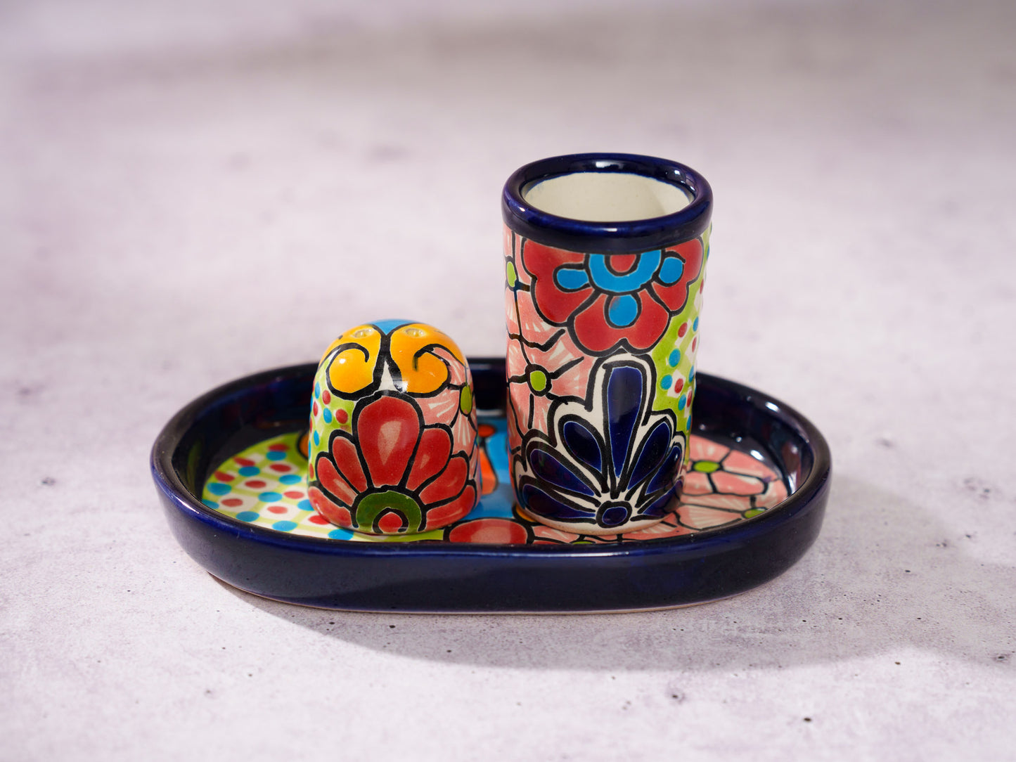 Tequila Set - 1 Glass 1 Salt Shaker and 1 Saucer All Matching